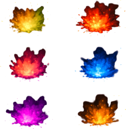 VFX pack of different explosions particles. Different colors. HD colors. ellipse. circle
In-Game asset.  3d.  High contrast.  No shadows