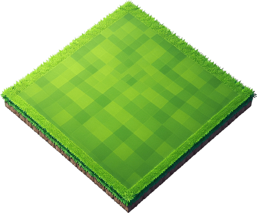 top view of a beautiful and lush clean ans straight lawn square.
Video game style