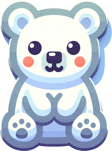 a cute polar bear cub. plastic style. Single Game Texture. In-Game asset. 2d. Blank background. High contrast. No shadows.