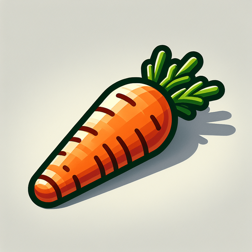 carrote.
Single Game Texture.  In-Game asset.  2d.  Blank background.  High contrast.  No shadows