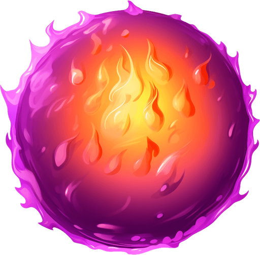Round purple magic fireball. White core
Single Game Texture. In-Game asset. 2d. Pixelart. White background. Blank background. Low detail. High contrast.