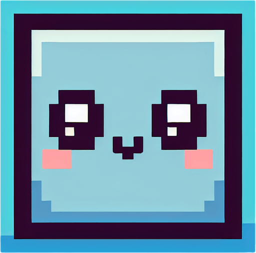 Pixel art, square with cute eyes . Single Game Texture. In-Game asset. 2d. Blank background. High contrast. No shadows.