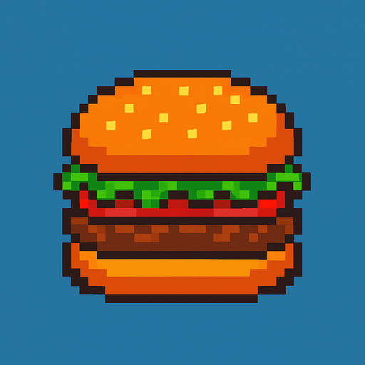 pixel art burger paty.
In-Game asset.  2d.  High contrast.  No shadows