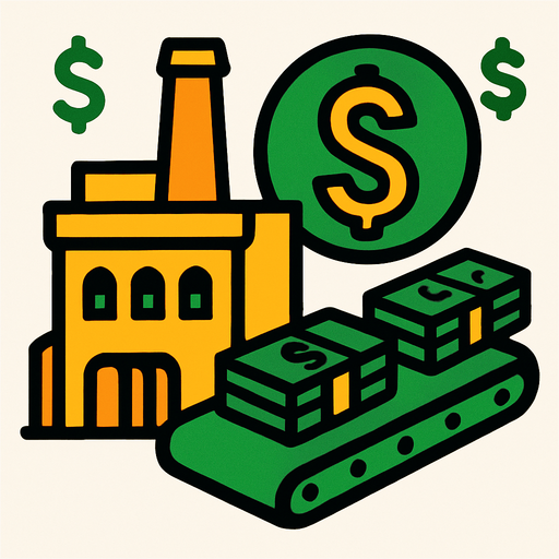 money factory.
In-Game asset.  2d.  High contrast.  No shadows