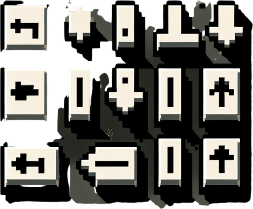 Single Game Texture. In-Game asset. 2d. Blank background. High contrast. No shadows. down arrow keys in same style as 
Id arrowUp


Single Game Texture. In-Game asset. 2d. Blank background. High contrast. No shadows.