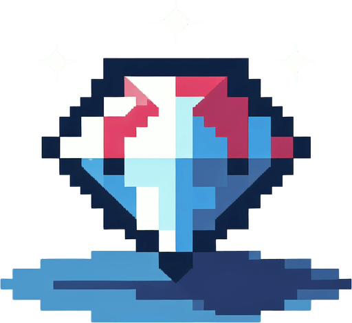 A diamond. Pixel art..
Single Game Texture.  In-Game asset.  2d.  Blank background.  High contrast.  No shadows