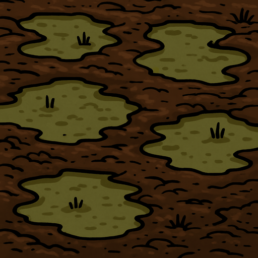 A muddy swamp ground.
In-Game asset.  2d.  High contrast.  No shadows