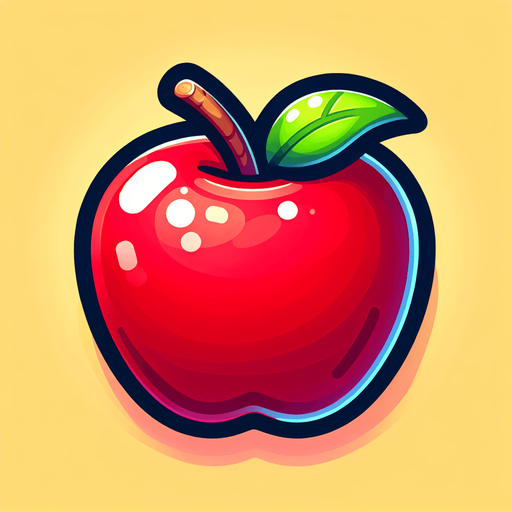 red apple,cartoon,2d,blank background.
Single Game Texture.  In-Game asset.  2d.  Blank background.  High contrast.  No shadows