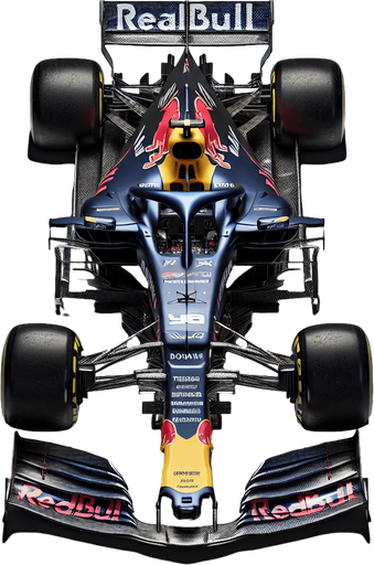 Photorealistic RedBull f1 car top view. 
Replace RedBull text to RealBull text.