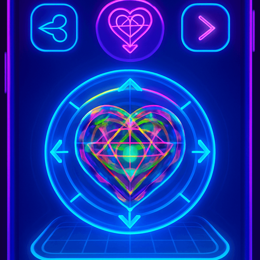 Spherical round directional arrows Neon cyberpunk mobile game trackpad too down flat 3d 2d hologram futuristic magic occult chic