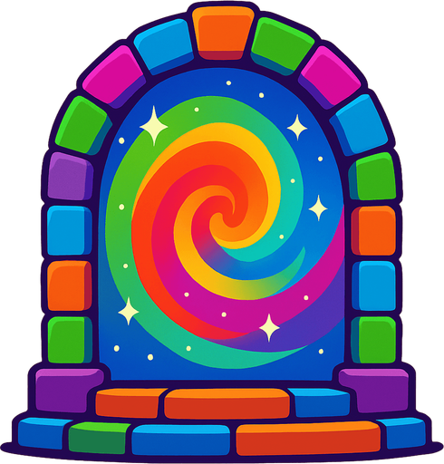 only portal colorido.
In-Game asset.  2d.  High contrast.  No shadows