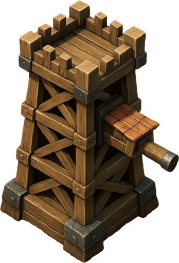 Saldırı kulesi, Gerçekçi, kuş bakışı görünüm, yazısız..
In-Game asset.  High contrast.  No shadows, 3d olsun.