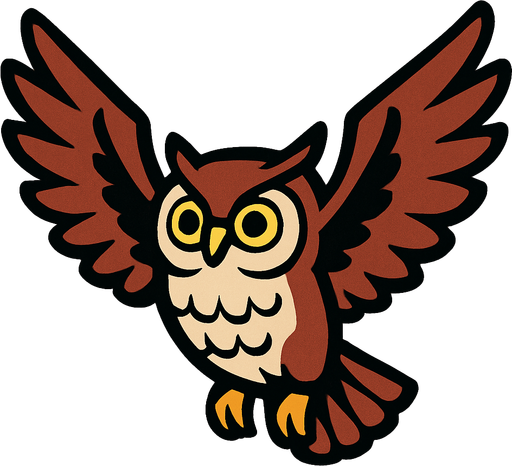 burung hantu terbang.
In-Game asset.  2d.  High contrast.  No shadows