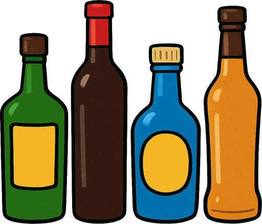 Pack of different bottles.
In-Game asset.  High contrast.  No shadows. 3D