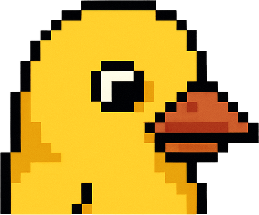 A yellow bird. In pixel art style. The bird should be just like the head part..
In-Game asset.  2d.  High contrast.  No shadows