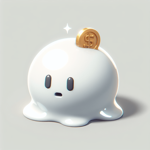 Un slime blanco con una moneda brillante en la frente RPG con estilo suave y simple.
Single Game Texture.  In-Game asset.  2d.  Blank background.  High contrast.  No shadows