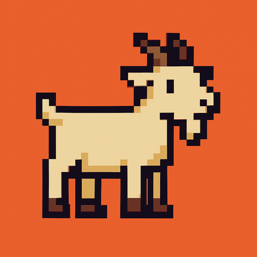 Goat pixel.
In-Game asset.  2d.  High contrast.  No shadows