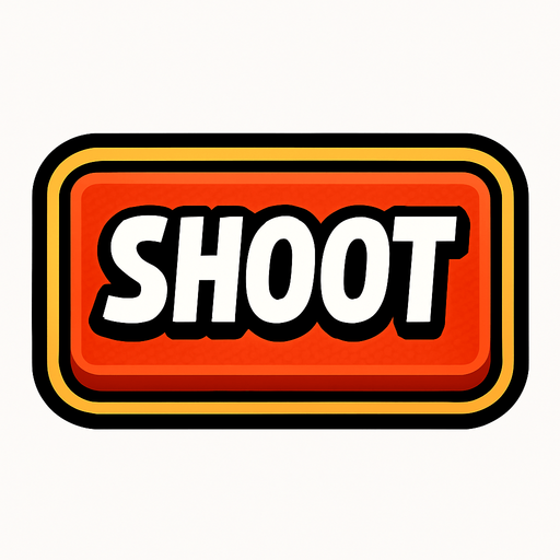 Button with says shoot.
In-Game asset.  2d.  High contrast.  No shadows