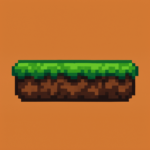a brown, flat strip with green top (due to short, flat grass) pixel art..
In-Game asset.  2d.  High contrast.  No shadows