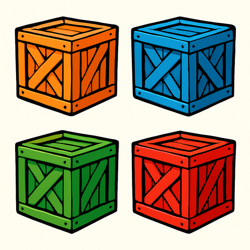 çizgi film boxes.
In-Game asset.  2d.  High contrast.  No shadows