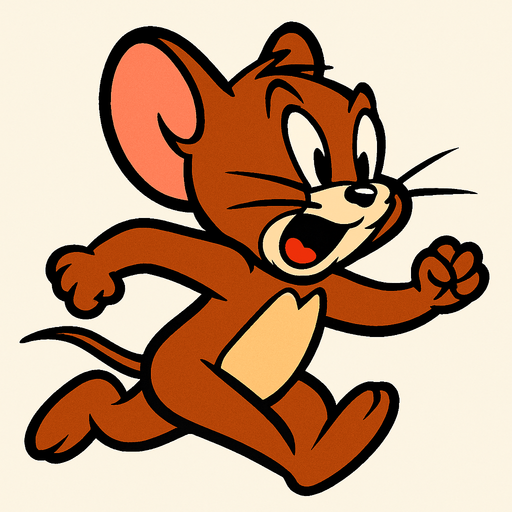 çizgi filmdeki fare jerry kaçıyor.
In-Game asset.  2d.  High contrast.  No shadows