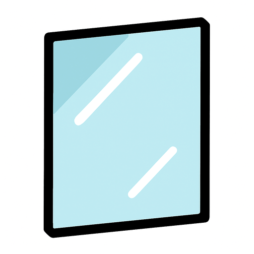 flat glass.
In-Game asset.  2d.  High contrast.  No shadows