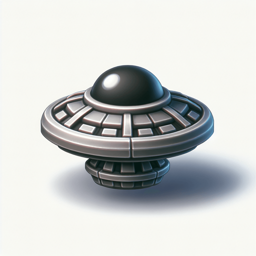 mini ufo.
Single Game Texture. In-Game asset. 2d. Blank background. High contrast. No shadows.