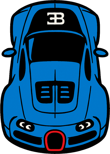 Bugatti kuş bakışı.
In-Game asset.  2d.  High contrast.  No shadows