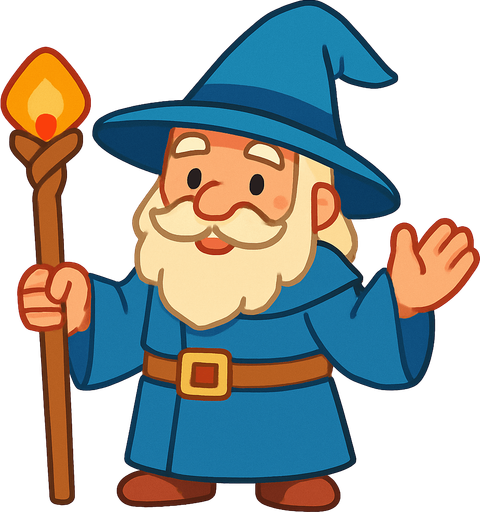 friendly wizard. rpg. 2d. no shadows.