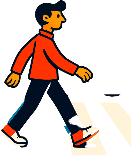 make me a person who crossing the road left to right.
In-Game asset.  2d.  High contrast.  No shadows