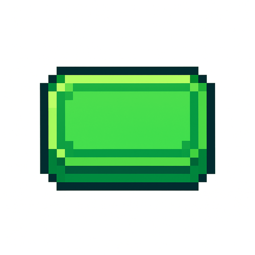 Bana yeşil bir 2d pixel düğme çiz.
In-Game asset.  2d.  High contrast.  No shadows