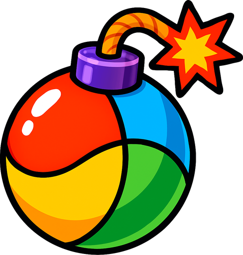Renkli süper bomba.
In-Game asset.  2d.  High contrast.  No shadows