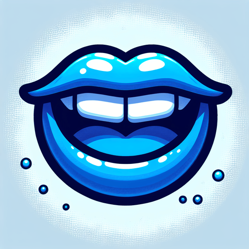 Make a cartoon styled mouth that is blue.
Single Game Texture.  In-Game asset.  2d.  Blank background.  High contrast.  No shadows