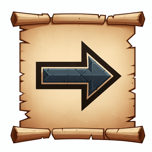 Un papel medieval con una enorme flecha hacia la izquierda de pintura en medio.
Single Game Texture.  In-Game asset. 2d.  Blank background.  High contrast.  No shadows