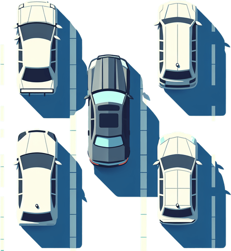 Car top view.
Single Game Texture.  In-Game asset.  2d.  Blank background.  High contrast.  No shadows