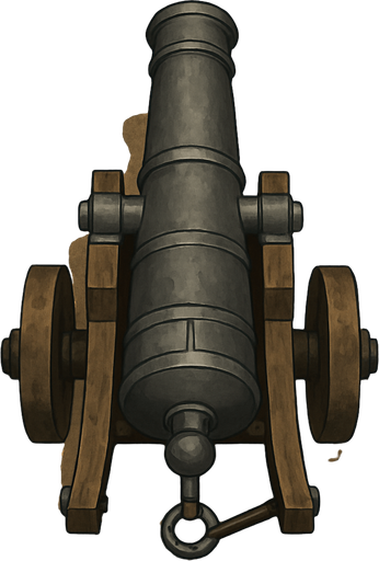 17. century grey cannon for seaside only naked shooting cannon topdownlook medieval-semirealistic,.
In-Game asset.  2d.  High contrast.  No shadows