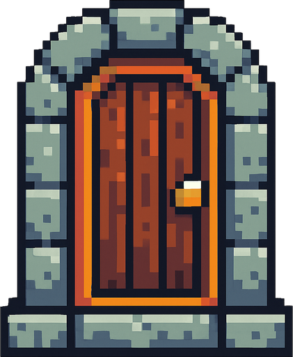 Pixel Art Door.
In-Game asset.  2d.  High contrast.  No shadows