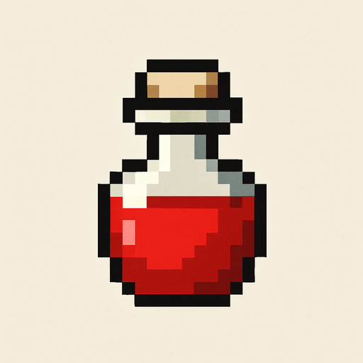 2d pixel art red heal pot bottle.
In-Game asset.  2d.  High contrast.  No shadows