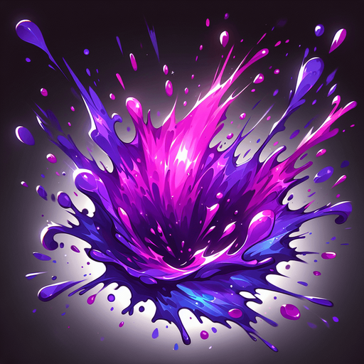 purple damage splash.
Single Game Texture. In-Game asset. 2d. Blank background. High contrast. No shadows.