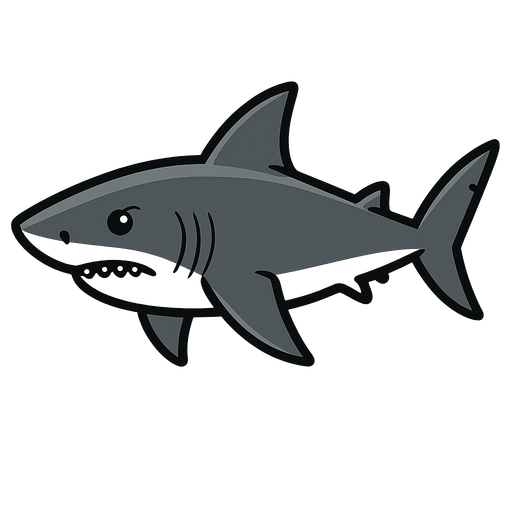 Grey shark, sideview.
In-Game asset.  2d.  High contrast.  No shadows