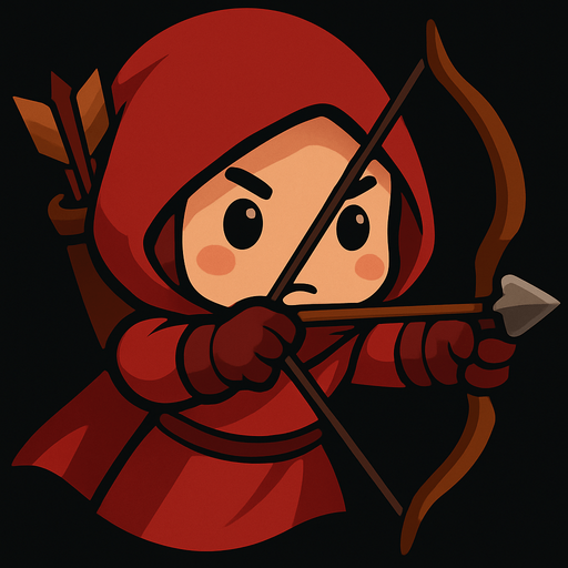Make turn the other way around, have a chibi face with human skin color and a red clothes instead of blue and aiming the bow at the direction of the camera