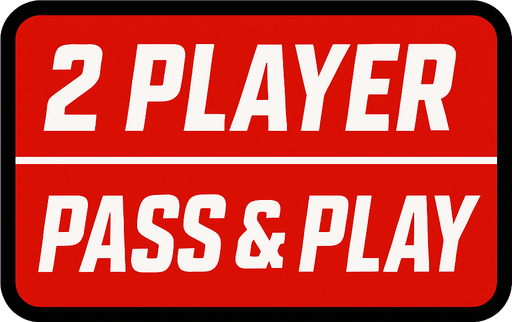 A UI button that says 2 player Pass & Play in sports ESPN style fonts.
In-Game asset.  2d.  High contrast.  No shadows
