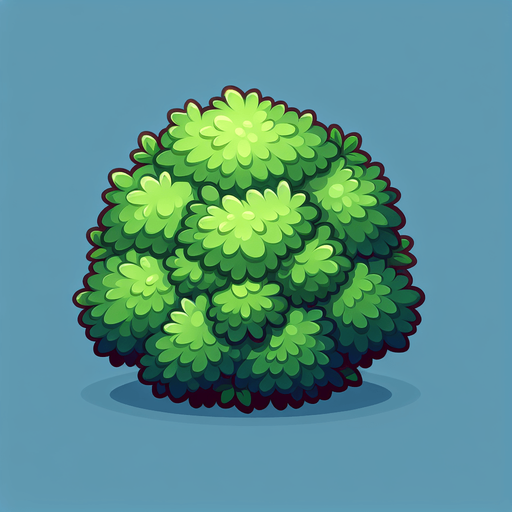 bush.
Single Game Texture. In-Game asset. 2d. Blank background. High contrast. No shadows.