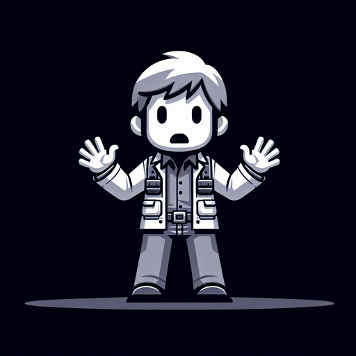 Player that is scared.
Single Game Texture. In-Game asset. 2d. Blank background. High contrast. No shadows.