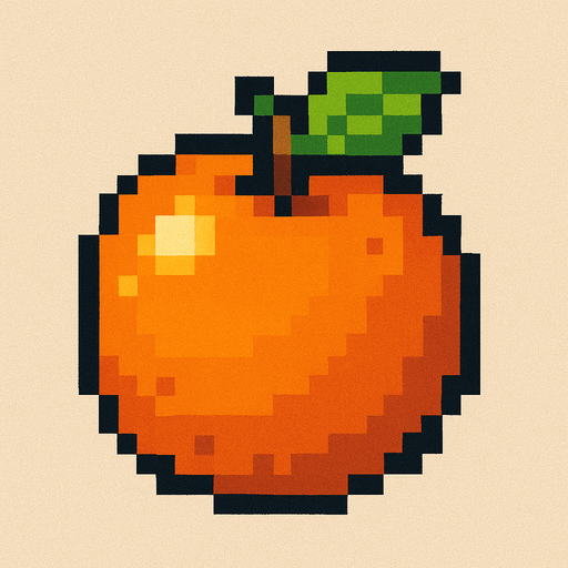 pixel art of a orange.
In-Game asset.  2d.  High contrast.  No shadows