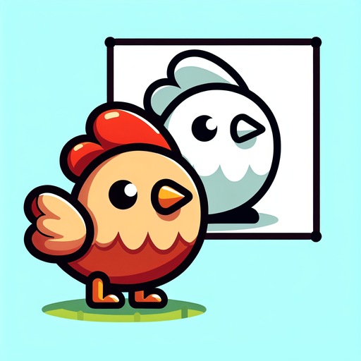 Cartoon chicken.
Single Game Texture.  In-Game asset.  2d.  Blank background.  High contrast.  No shadows