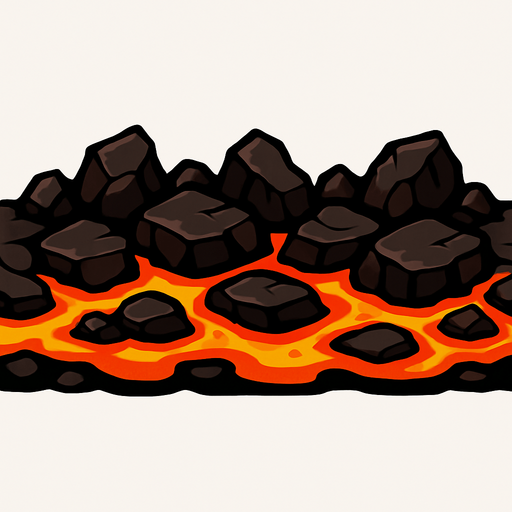 Volcanic rocks for a ground.
In-Game asset.  2d.  High contrast.  No shadows