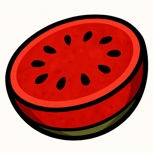 Un Melon rojo.
In-Game asset.  2d.  High contrast.  No shadows