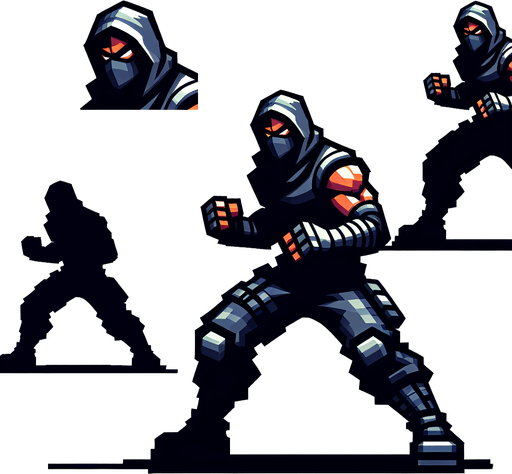 fighter.
Single Game Texture. In-Game asset. 2d. Blank background. High contrast. No shadows.