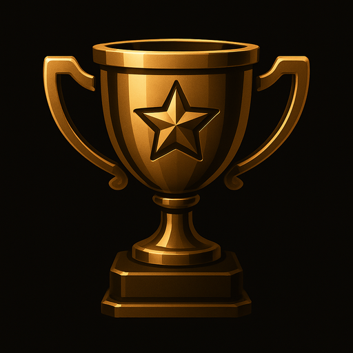 Copa de logros elegante en colores dorados oscuros y brillantes.
In-Game asset.  2d.  High contrast.  No shadows